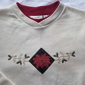 Holiday Grandma Sweater with Pointsetta Embroidery